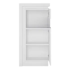 Lyon Narrow Display Cabinet (RHD) 123.6cm High (including LED Lighting) In White And High Gloss -Furniture Store lyon narrow display cabinet rhd 123 6cm high including led lighting in white and high gloss5900355143429 03c MP