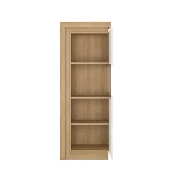 Lyon Narrow Display Cabinet (RHD) 164.1cm High In Riviera Oak/White High Gloss -Furniture Store lyon narrow display cabinet rhd 164 1cm high in riviera oak white high gloss5900355041060 04c MP