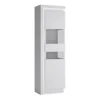 Lyon Tall Narrow Display Cabinet (RHD) (including LED Lighting) In White And High Gloss