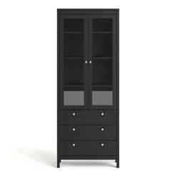 Madrid China Cabinet 2 Doors W/glass + 3 Drawers In Matt Black 8 Madrid China Cabinet 2 Doors W/glass + 3 Drawers In Matt Black -Furniture Store madrid china cabinet 2 doors w glass 3 drawers in matt black5713035068956 03c MP