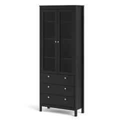 Madrid China Cabinet 2 Doors W/glass + 3 Drawers In Matt Black 9 Madrid China Cabinet 2 Doors W/glass + 3 Drawers In Matt Black -Furniture Store madrid china cabinet 2 doors w glass 3 drawers in matt black5713035068956 04c MP