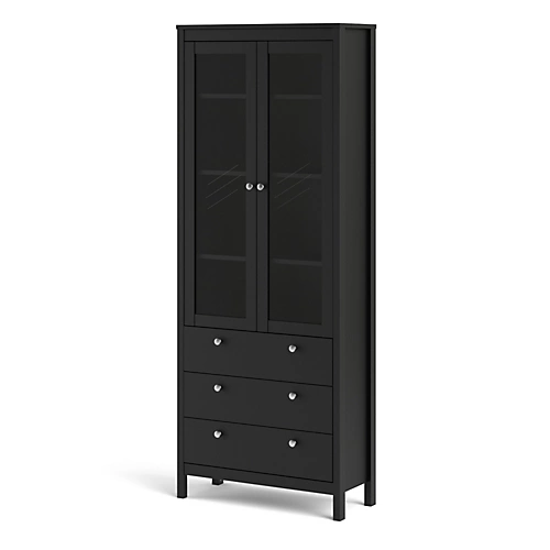 Madrid China Cabinet 2 Doors W/glass + 3 Drawers In Matt Black 6 Madrid China Cabinet 2 Doors W/glass + 3 Drawers In Matt Black - Image 4
