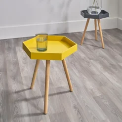 Make It A Home Elia Natural Pine Leg Hexagonal Matt Finish Side Table -Furniture Store make it a home elia natural pine leg hexagonal matt finish side table5018207371064 03c MP