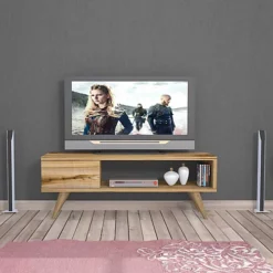 Maya Modern Retro TV Stand With Drawer - 90x30 Cm - Oak -Furniture Store maya modern retro tv stand with drawer 90x30 cm oak8682081003242 04c MP