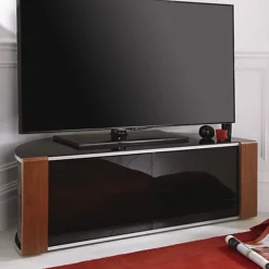 MDA Designs Sirius 1200 Black With Remote Friendly Beam Thru Glass Door Walnut/Oak Trims Up To 55" Flat TV Cabinet -Furniture Store mda designs sirius 1200 black with remote friendly beam thru glass door walnut oak trims up to 55 flat tv cabinet5060459208957 04c MP