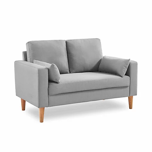 Medium 2-seater Sofa Scandi-style With Wooden Legs - Bjorn - Light Grey 4 Medium 2-seater Sofa Scandi-style With Wooden Legs - Bjorn - Light Grey - Image 2
