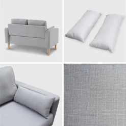 Medium 2-seater Sofa Scandi-style With Wooden Legs - Bjorn - Light Grey 9 Medium 2-seater Sofa Scandi-style With Wooden Legs - Bjorn - Light Grey -Furniture Store medium 2 seater sofa scandi style with wooden legs bjorn light grey3760350655738 04c MP