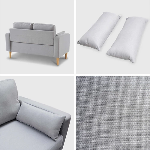 Medium 2-seater Sofa Scandi-style With Wooden Legs - Bjorn - Light Grey 6 Medium 2-seater Sofa Scandi-style With Wooden Legs - Bjorn - Light Grey - Image 4