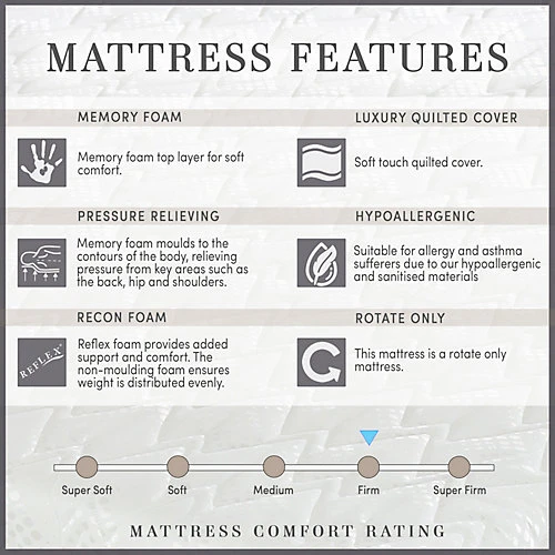 Memory King Mattress, Firm Comfort, High Quality Memory Foam Top Layer, Silent, No Springs, Cleanable Cover 5 Memory King Mattress, Firm Comfort, High Quality Memory Foam Top Layer, Silent, No Springs, Cleanable Cover - Image 3