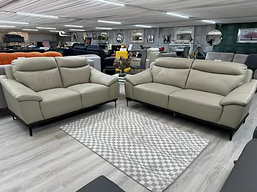 MiHOMEUK Zurich Genuine Leather Cream 3+2 Sofa Set With Steel Legs 3 MiHOMEUK Zurich Genuine Leather Cream 3+2 Sofa Set With Steel Legs