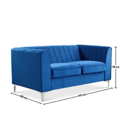 Milano Navy Blue Velvet 2 Seater Sofa -Furniture Store milano navy blue velvet 2 seater sofa5060441642394 03c MP