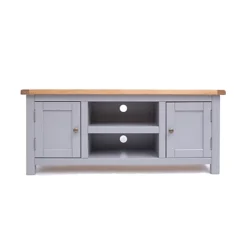 Mirano Grey 2 Door TV Cabinet Brass Knob