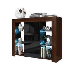 Modern Sideboard Display Cabinet Cupboard TV Stand Living Room High Gloss Doors - Walnut & Black 8 Modern Sideboard Display Cabinet Cupboard TV Stand Living Room High Gloss Doors - Walnut & Black -Furniture Store modern sideboard display cabinet cupboard tv stand living room high gloss doors walnut black5060970900576 03c MP