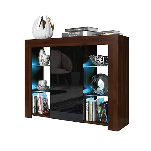 Modern Sideboard Display Cabinet Cupboard TV Stand Living Room High Gloss Doors - Walnut & Black 5 Modern Sideboard Display Cabinet Cupboard TV Stand Living Room High Gloss Doors - Walnut & Black - Image 3