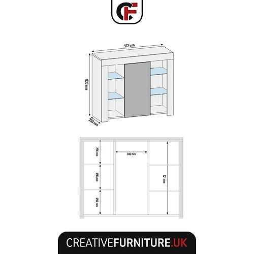 Modern Sideboard Display Cabinet Cupboard TV Stand Living Room High Gloss Doors - Walnut & Black 6 Modern Sideboard Display Cabinet Cupboard TV Stand Living Room High Gloss Doors - Walnut & Black - Image 4