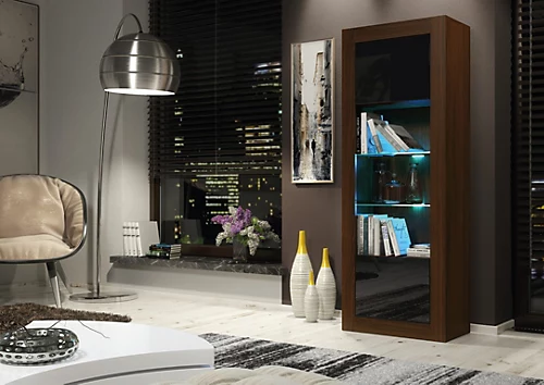 Modern Sideboard Display Cabinet Cupboard TV Stand Living Room High Gloss Doors - Walnut & Black 4 Modern Sideboard Display Cabinet Cupboard TV Stand Living Room High Gloss Doors - Walnut & Black - Image 2