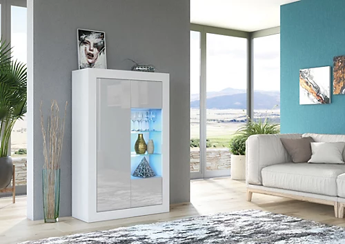 Modern Sideboard Display Cabinet Cupboard TV Stand Living Room High Gloss Doors - White & Grey 4 Modern Sideboard Display Cabinet Cupboard TV Stand Living Room High Gloss Doors - White & Grey - Image 2