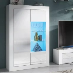 Modern Sideboard Display Cabinet Cupboard TV Stand Living Room High Gloss Doors - White