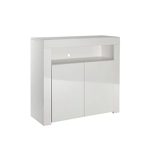 Modern White Matt Gloss Buffet Sideboard Cabinet With LED Lights- Length 90cm X Depth 35cm X Height 83cm 6 Modern White Matt Gloss Buffet Sideboard Cabinet With LED Lights- Length 90cm X Depth 35cm X Height 83cm - Image 4