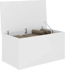 Nevada Storage Blanket Box Ottoman In White Gloss Finish