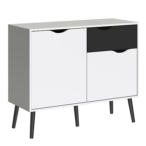 Oslo Sideboard - Small - 1 Drawer 2 Doors In White And Black Matt 3 Oslo Sideboard - Small - 1 Drawer 2 Doors In White And Black Matt