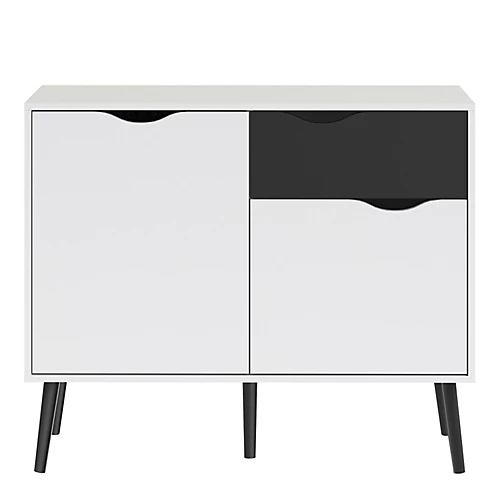 Oslo Sideboard - Small - 1 Drawer 2 Doors In White And Black Matt 4 Oslo Sideboard - Small - 1 Drawer 2 Doors In White And Black Matt - Image 2
