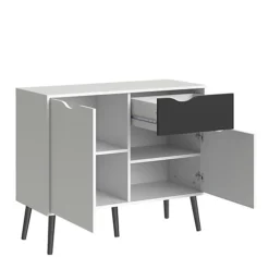 Oslo Sideboard - Small - 1 Drawer 2 Doors In White And Black Matt 9 Oslo Sideboard - Small - 1 Drawer 2 Doors In White And Black Matt -Furniture Store oslo sideboard small 1 drawer 2 doors in white and black matt5060653082360 04c MP