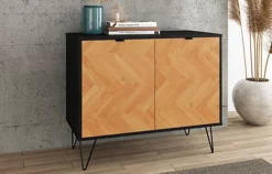 OUT & OUT Denver Black Parquet Sideboard L.90 X D.44.5 X H.74.5cm -Furniture Store out out denver black parquet sideboard l 90 x d 44 5 x h 74 5cm0617588427442 03c MP
