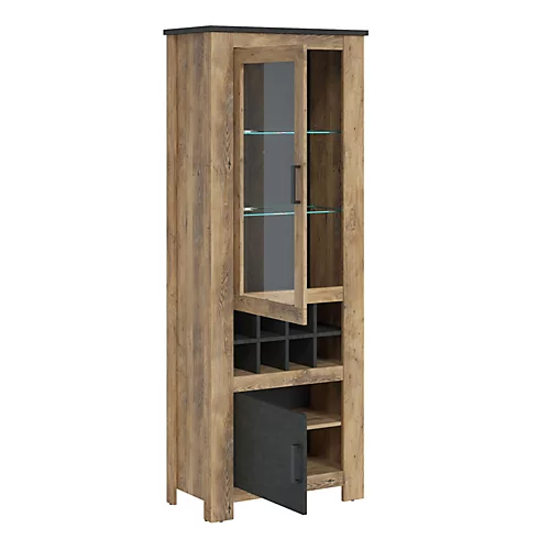 Rapallo 2 Door Display Cabinet With Wine Rack In Chestnut And Matera Grey 5 Rapallo 2 Door Display Cabinet With Wine Rack In Chestnut And Matera Grey - Image 3