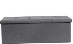 Requena Ottoman 110 X 38 X 38cm Linen Fabric Folding Storage Footstool Storage Box Dark Grey -Furniture Store requena ottoman 110 x 38 x 38cm linen fabric folding storage footstool storage box dark grey9505775385471 03c MP
