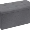 Requena Ottoman 76 X 38 X 38cm Linen Fabric Folding Storage Footstool Storage Box Dark Grey -Furniture Store requena ottoman 76 x 38 x 38cm linen fabric folding storage footstool storage box dark grey9502773722840 01c MP