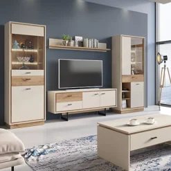 Rivero 2 Door 1 Drawer Display Cabinet In Grey And Oak -Furniture Store rivero 2 door 1 drawer display cabinet in grey and oak5900355153763 03c MP