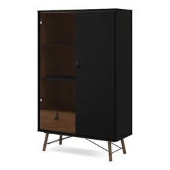 Ry China Cabinet 1 Door + 1 Glass Door + 1 Drawer Matt Black Walnut -Furniture Store ry china cabinet 1 door 1 glass door 1 drawer matt black walnut5713035053112 04c MP