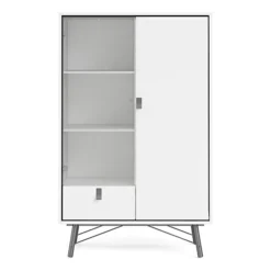 Ry China Cabinet 1 Door + 1 Glass Door + 1 Drawer Matt White -Furniture Store ry china cabinet 1 door 1 glass door 1 drawer matt white5713035053129 03c MP
