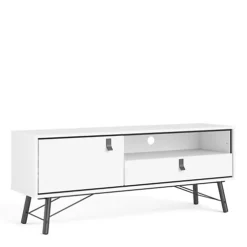 Ry TV-unit 1 Door + 1 Drawer In Matt White In Matt White