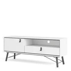 Ry TV-unit 1 Door + 1 Drawer In Matt White In Matt White -Furniture Store ry tv unit 1 door 1 drawer in matt white in matt white5713035053044 04c MP
