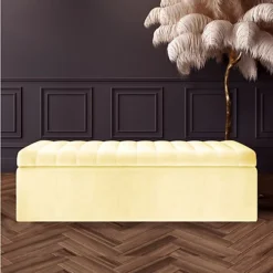 Safar 4ft6 Ottoman Storage Box - Emerald Green Plush Velvet