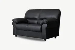 Saga 2 Seater Coventry Leather Sofa In Black