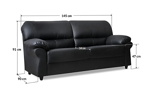 Saga 2 Seater Coventry Leather Sofa In Black 4 Saga 2 Seater Coventry Leather Sofa In Black - Image 2