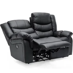 SEATTLE ELECTRIC HIGH BACK BONDED LEATHER RECLINER 2 SEATER SOFA (Black) -Furniture Store seattle electric high back bonded leather recliner 2 seater sofa black 5055744819116 03c MP