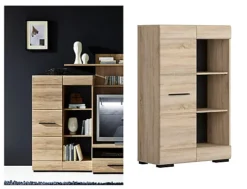 Shelving Bookcase Display Cabinet Shelf 1 Door Storage Sonoma Oak Effect Fever