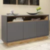 Sideboard 130cm Sideboard Cabinet Cupboard TV Stand Living Room Oak & Grey