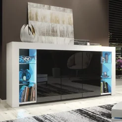 Sideboard TV Unit Display Cabinet Cupboard TV Stand Living Room High Gloss Doors - White & Black
