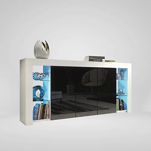 Sideboard TV Unit Display Cabinet Cupboard TV Stand Living Room High Gloss Doors - White & Black 4 Sideboard TV Unit Display Cabinet Cupboard TV Stand Living Room High Gloss Doors - White & Black - Image 2