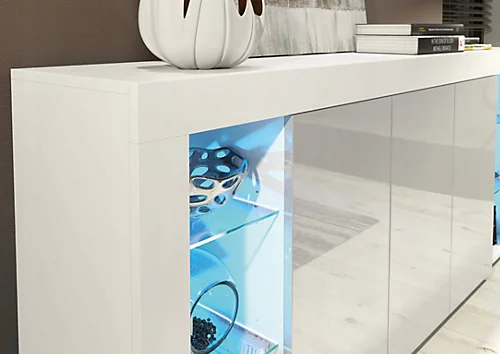 Sideboard TV Unit Display Cabinet Cupboard TV Stand Living Room High Gloss Doors - White & Grey 6 Sideboard TV Unit Display Cabinet Cupboard TV Stand Living Room High Gloss Doors - White & Grey - Image 4