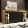 Sideboard TV Unit Display Cabinet Cupboard TV Stand Living Room Matte Doors - Oak & Black -Furniture Store sideboard tv unit display cabinet cupboard tv stand living room matte doors oak black5060970901382 01c MP