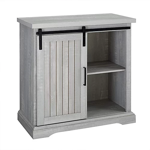 Simpa 32" Stone Grey Sliding Grooved Door Accent Console Unit 3 Simpa 32" Stone Grey Sliding Grooved Door Accent Console Unit