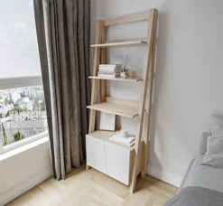 Stir Bookcase, Bianco Oak And White Colour, W64xD41.2xH180.5cm -Furniture Store stir bookcase bianco oak and white colour w64xd41 2xh180 5cm8886362910384 04c MP