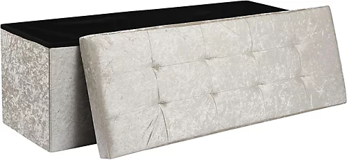 Storage Ottoman Padded Foldable Bench Chest With Lid Holds Up To 100 Kg For Bedroom Room Beige Velvet 110cm X 38 Cm X 38 Cm 3 Storage Ottoman Padded Foldable Bench Chest With Lid Holds Up To 100 Kg For Bedroom Room Beige Velvet 110cm X 38 Cm X 38 Cm