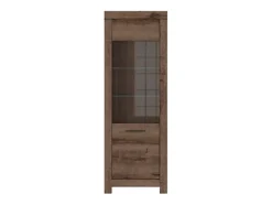 Tall Glass Display Cabinet Slim Unit 1 Glass Door Dark Oak Finish LED Light Balin -Furniture Store tall glass display cabinet slim unit 1 glass door dark oak finish led light balin5060958044117 03c MP